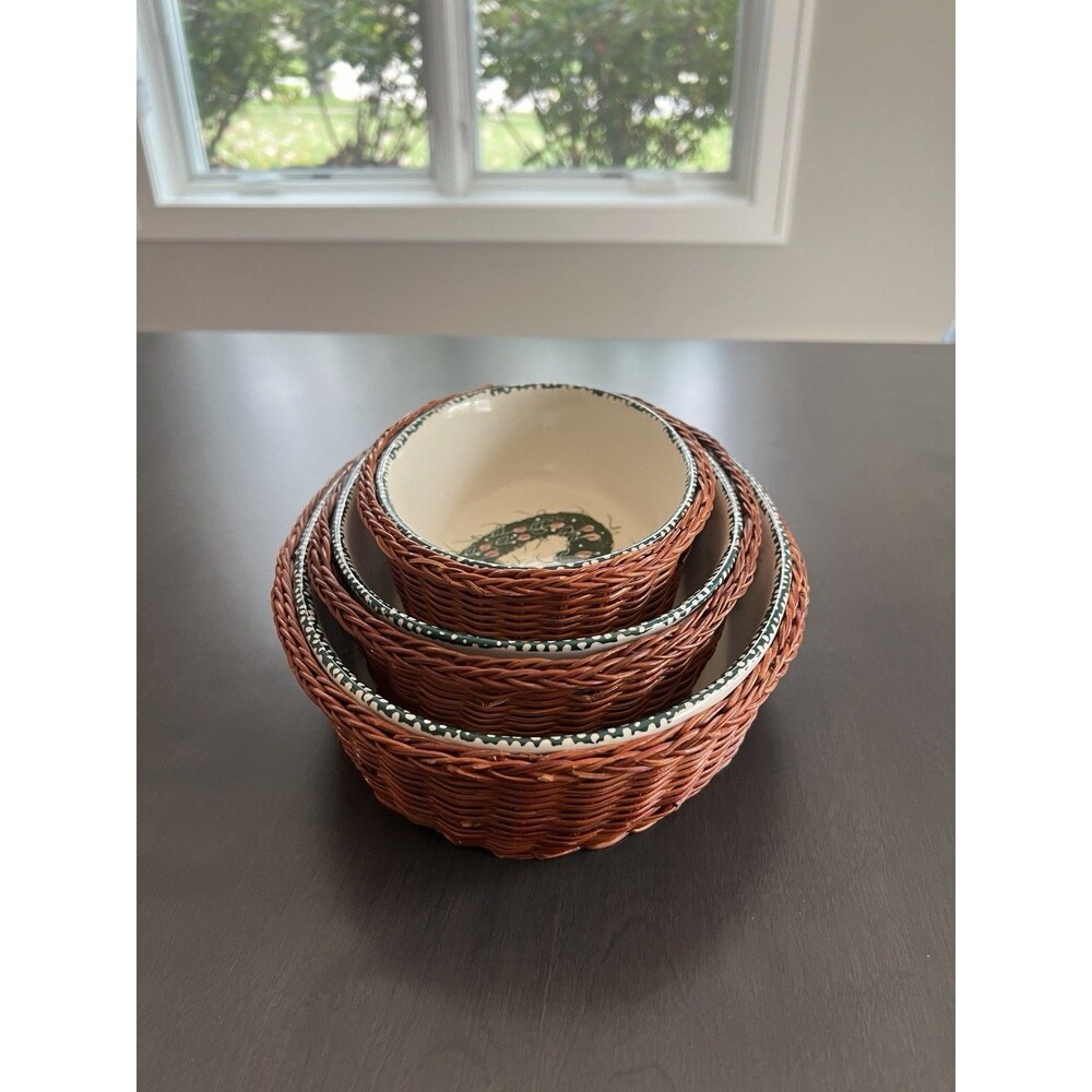Vintage Nesting Ceramic Oval Baking Dishes Set of 3
